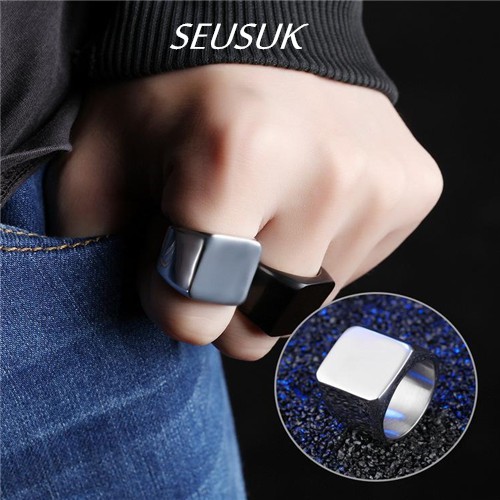SEUSUK  Men's fashion smooth metal ring simple style single ring cincin COD