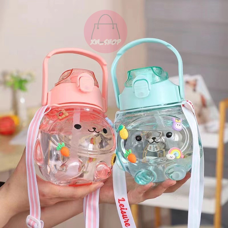 BOTOL MINUM ANAK SEKOLAH BOTOL PANDA BENING BOTOL MINUM LUCU FREE STIKER 1L