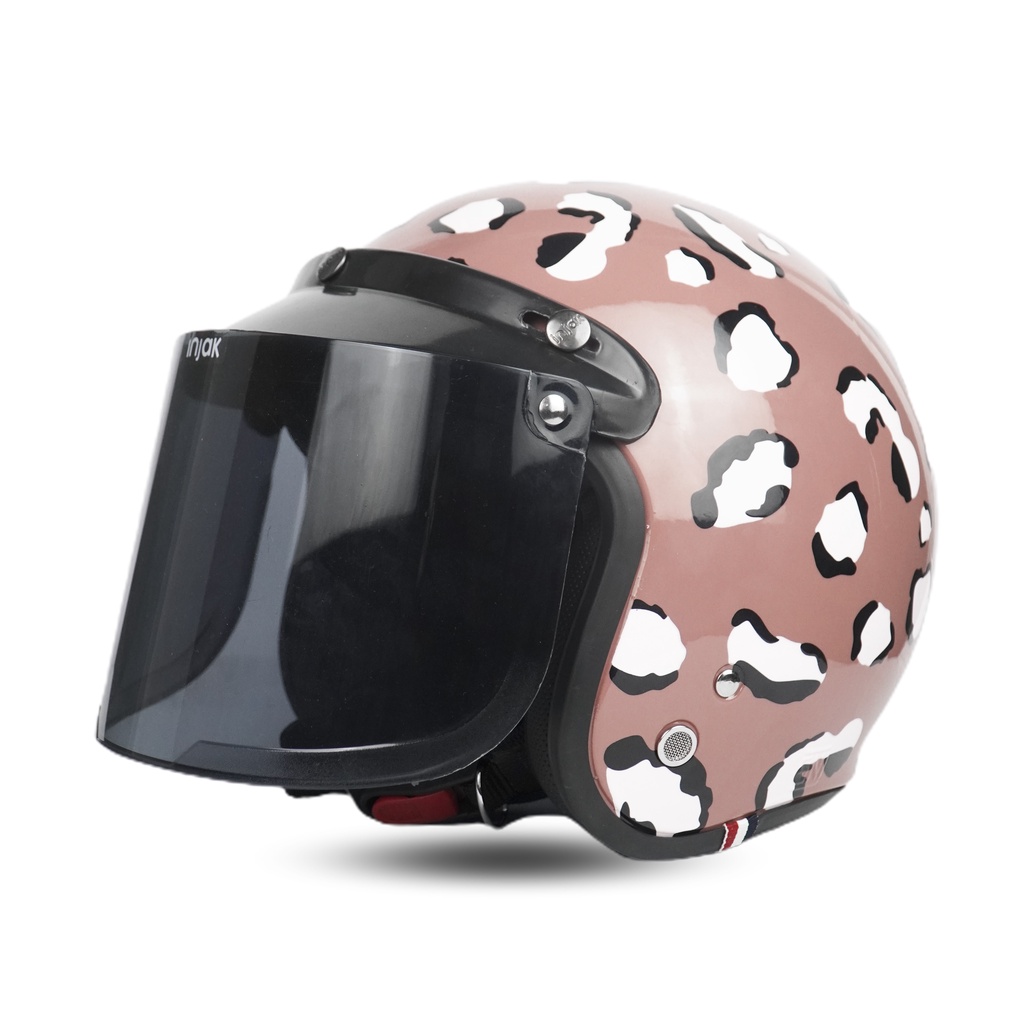 Helm Bogo Dewasa Cewek Full Leher SNI Aesthetic Leopard