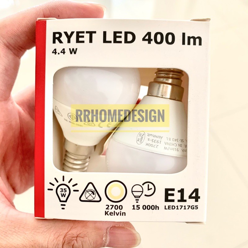 RRRYE Lampu Bohlam LED Sorot E14 400 Lumen isi 2 Pcs Warm White