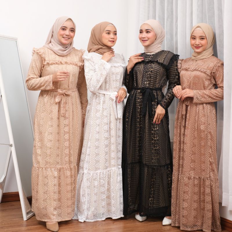 [FREE HIJAB] dress brokat / gamis terbaru 2022 / gamis lebaran | free hijab