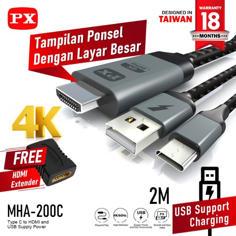 Kabel Type C Smartphone to HDMI TV Converter PX MHA-200C