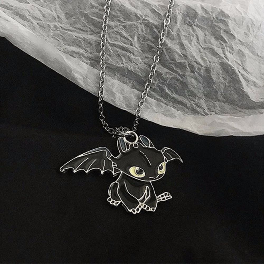 Kalung Liontin Kartun Anime How To Train Your Dragon Toothless Dragon Model Gantung Warna-Warni Untuk Pasangan