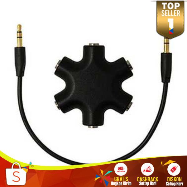 Jack Splitter Adapter Dpt Mensharing Lagu 5 Speaker Sekaligus Audio Earphone Terbaru Suara Jernih