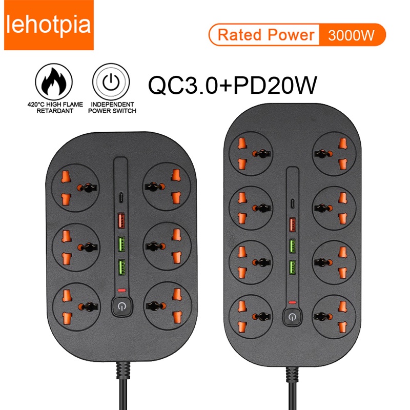 Power Strip Stop Kontak Listrik Extension USB Tipe C 20W QC Plug Euusuk Untuk Komputerhandphone