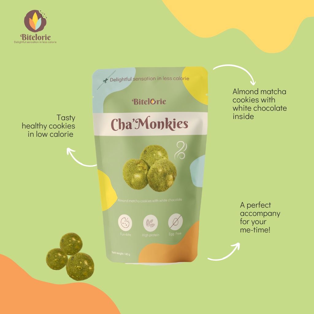 

Cha'Monkies - Healthy almond matcha cookies with white chocolate inside