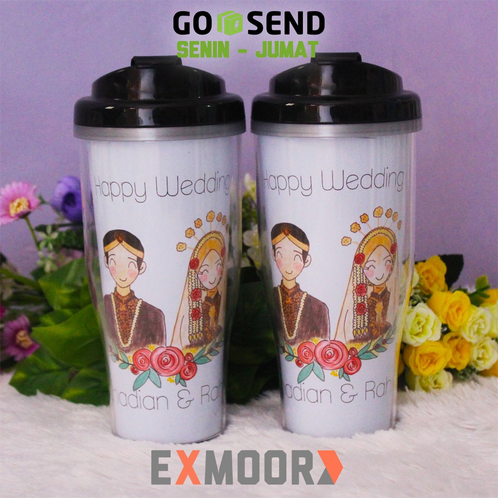 Tumbler Couple Pengantin Jawa Hijab Hadiah Pernikahan