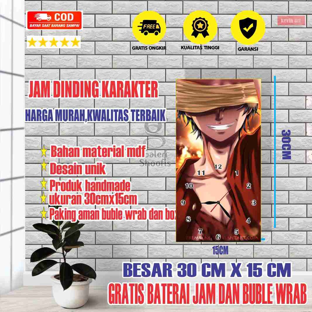 JAM DINDING BESAR ONEPICE UNIK KEREN LUFFY KARAKTER TERBARU PALING LARIS