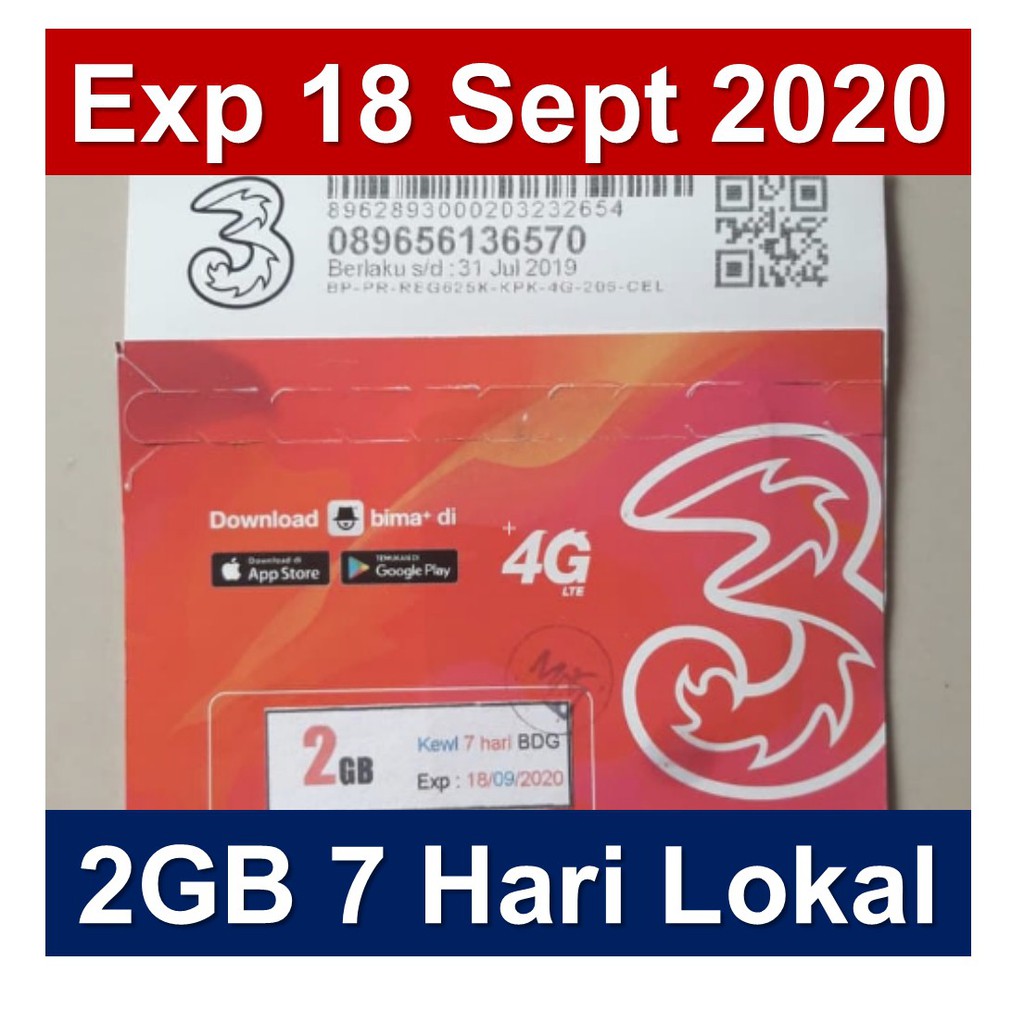 Kartu Perdana Tri Kuota Data 2GB 7 Hari Lokal