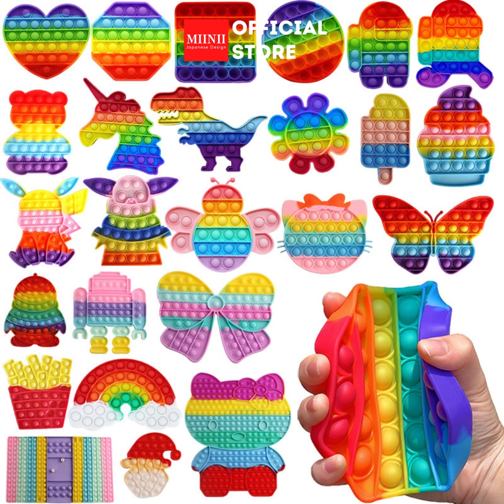 MIINII Pop-It Murah Rainbow Unicorn Fidget Push Pop Its Fidget Toy Push Bubble Kids