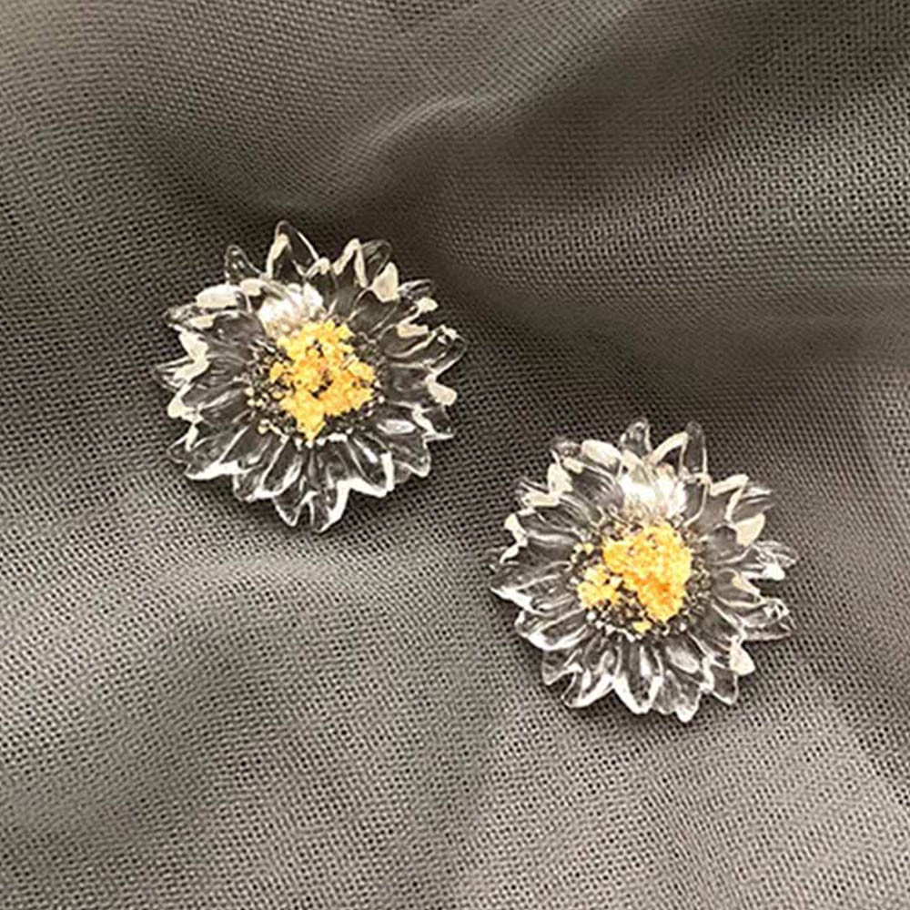 Anting Klip Tanpa Tindik Bentuk Bunga Besar Bahan Resin Untuk Wanita
