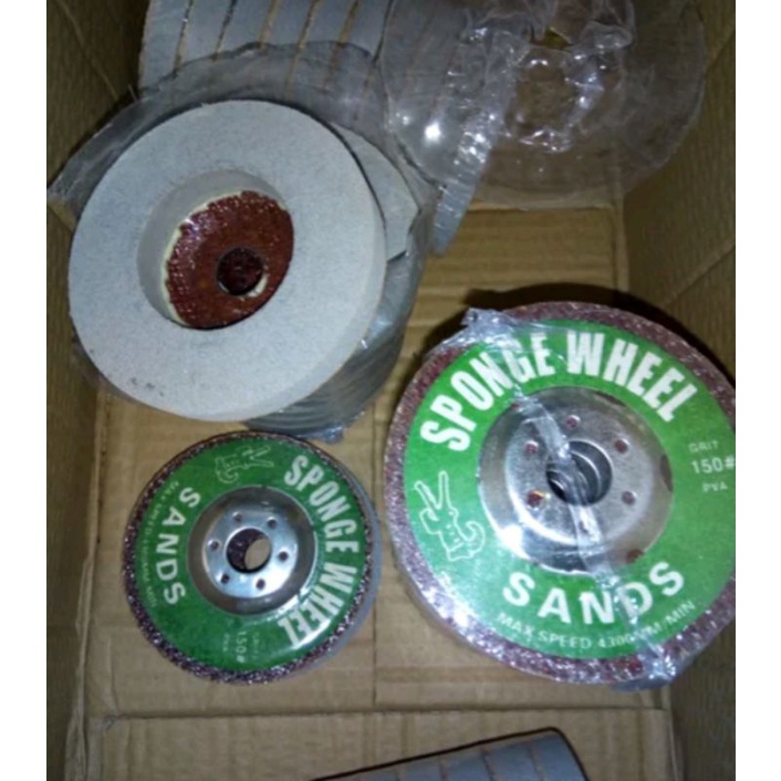 sponge wheel grit 150 sands mata gerinda bepel kaca bepel granit poles batu granit marmer kaca pingg