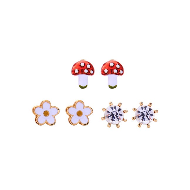 LRC Anting Tusuk Set Fashion Color Mushroom Flower S925 Sterling Silver Earrings F95562