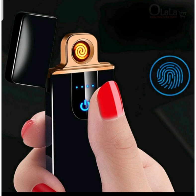 Korek Api Elektrik Fingerprint Sensor LED Touch Screen DY -168