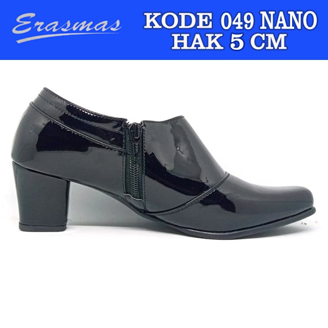 Sepatu PDL Sus Resleting 049 Erasmas ANKLE BOOT Polwan Kowad DISHUB SATPOL PP Hak 5 CM Hitam