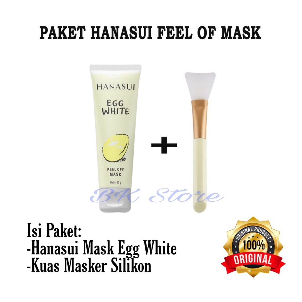 Paket Kecantikan Masker Hanasui 2in1/Hanasui Masker Putih Telur+Kuas Silikon Masker