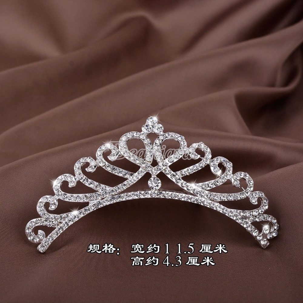 Korean Crown Accessories Rhinestone Crystal Children's Show Crown Hair Comb