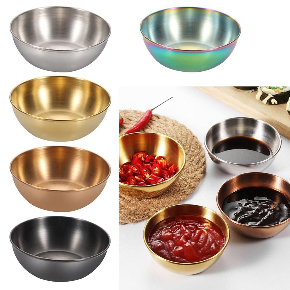 Populer 2Pcs Seasoning Dish Round Side Dish Appetizer Tray Cangkir Saus Makanan Kecil