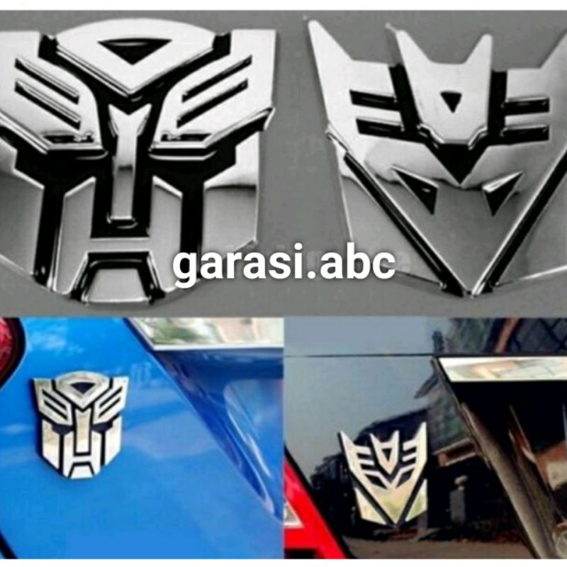 Stiker Emblem Badge Transformers Autobot Decepticon Timbul 3D Sticker Tulisan Logo Krom Chrome Autobots Decepticons Autobot Decepticon Robot 3 D Body Bodi Fender Mobil Sepeda Motor Dimensi