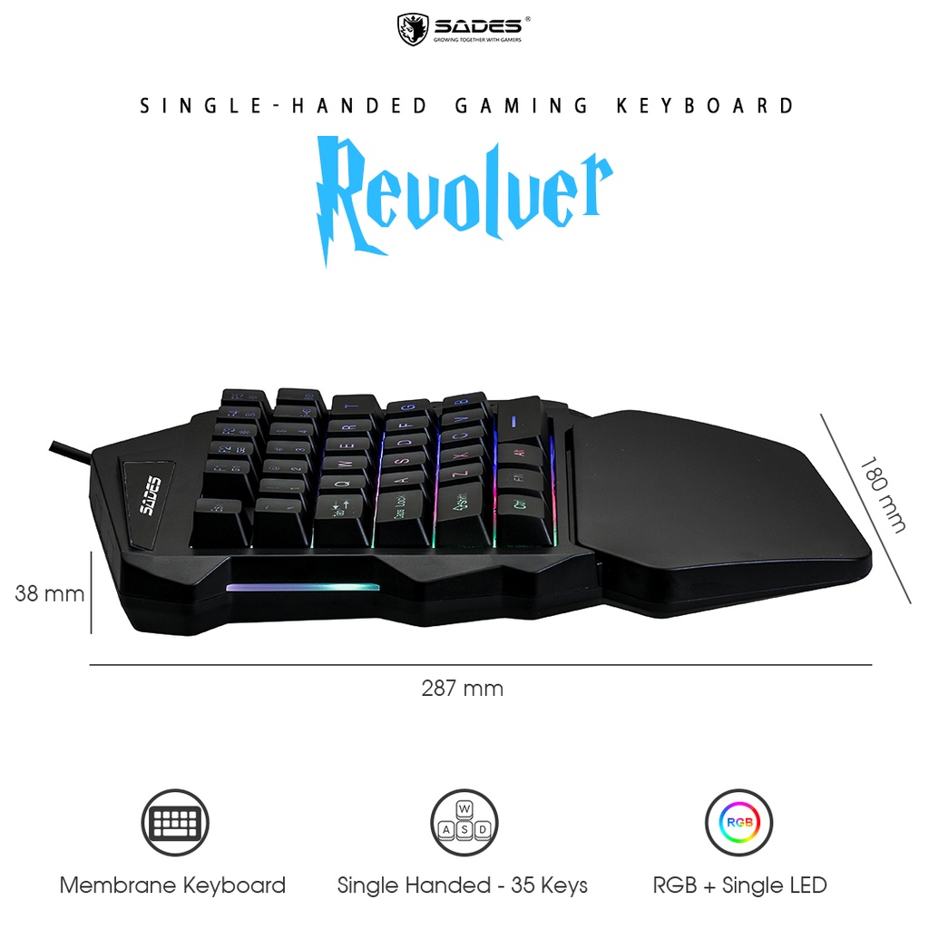 Sades Revolver TS36 / TS-36 Single Hand Gaming Keyboard