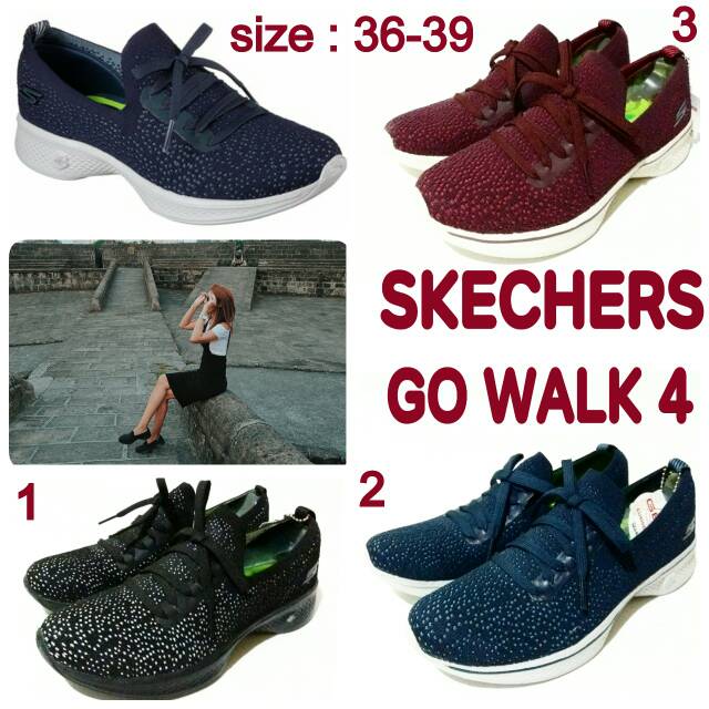 Sepatu skechers Slip on GO WALK 4 sepatu Skechers Woman murah dan terbaru tali fantasi