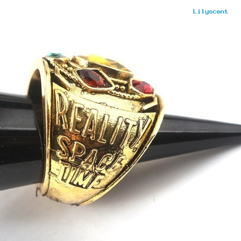 Ls Cincin Motif Tulisan Power Mind Soul Infinity War Thanos Warna-Warni Untuk Pria