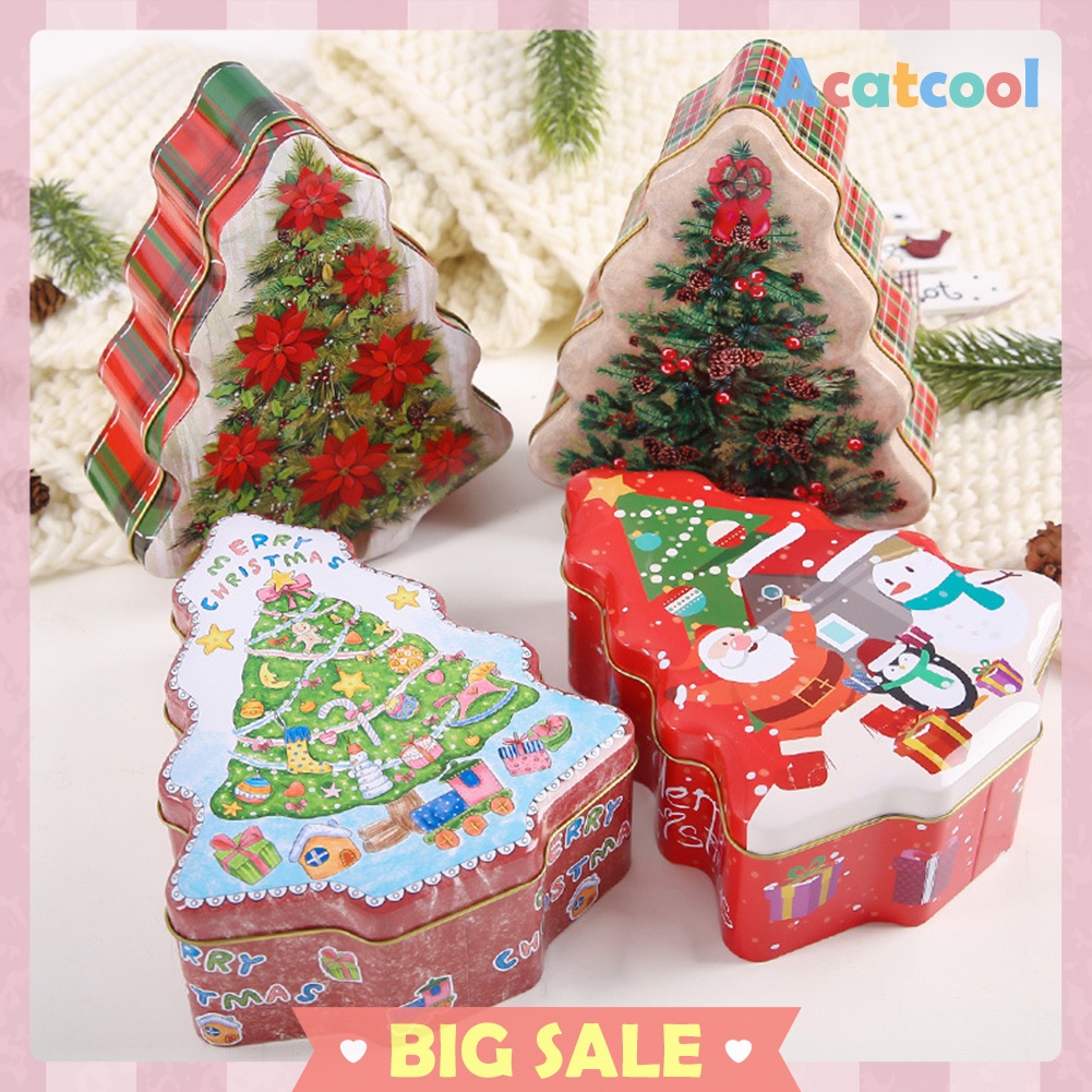 Christmas Tree Shape Tin Sealed Jar Jewelry Biscuits Coin Candy Storage Box