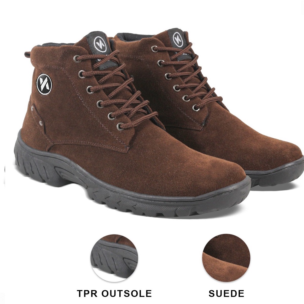 Sepatu Boots Pria V 4796 Brand Varka Sepatu Kets Kerja Outdoor Trekking Kuliah Hangout Trendi Berkualitas Warna Coklat