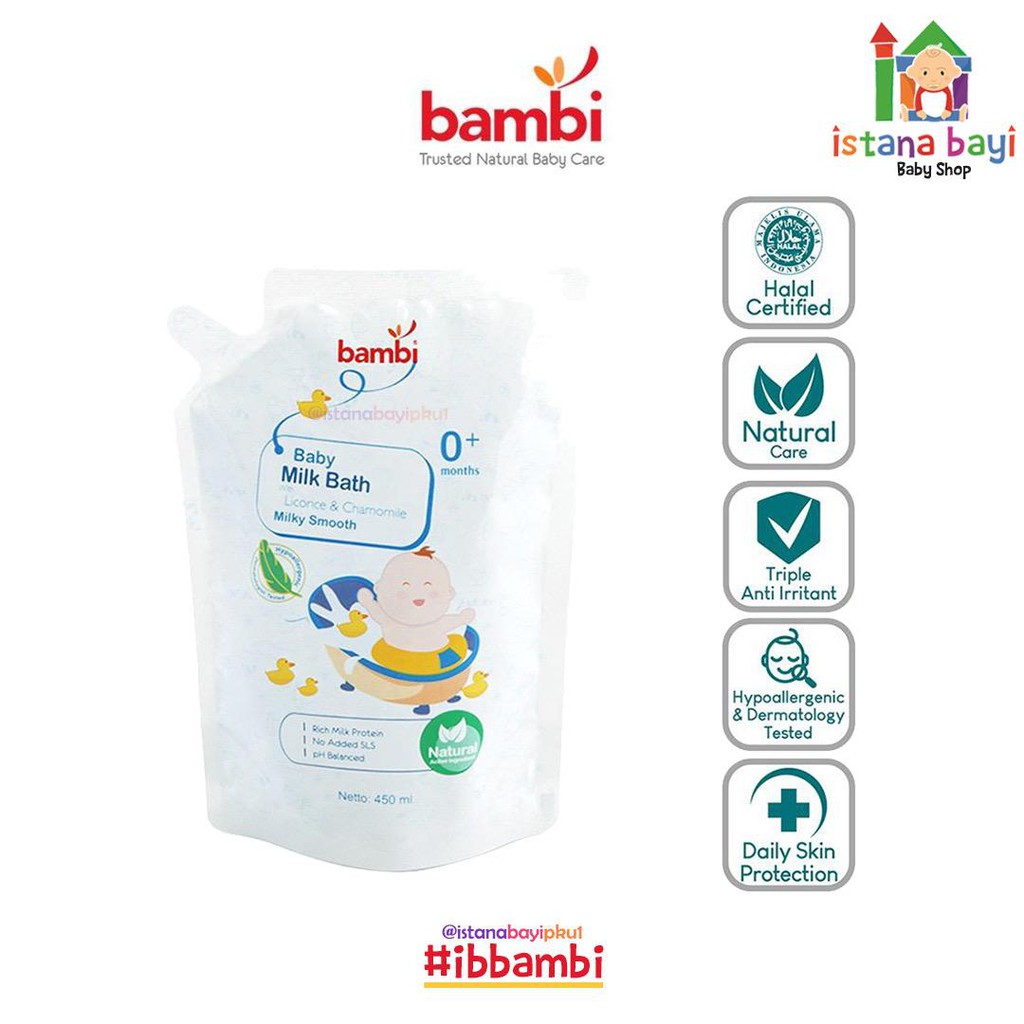 Bambi Milk bath Refill 450 ml - Sabun mandi bayi