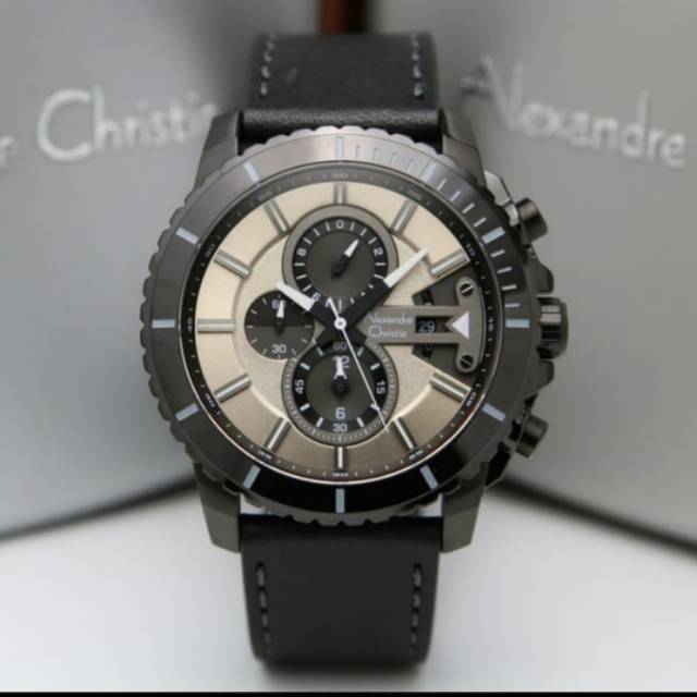 JAM TANGAN PRIA ALEXANDRE CHRISTIE AC 6527 HITAM DIAL BROWN.ORIGINAL BERGARANSI RESMI 1TH