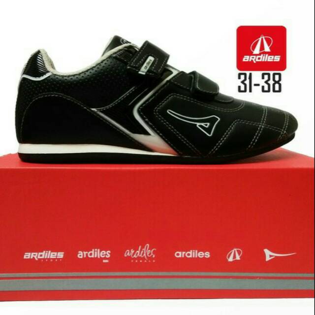 SEPATU ARDILES HITAM MOEBIUS SEPATU SEKOLAH ANAK SD SMP VELCRO