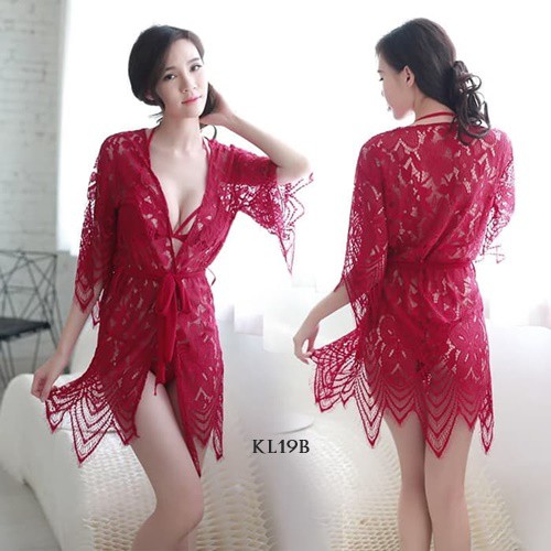 [READY STOK] BAJU TIDUR SEXY KIMONO LINGERIE BAJU KIMONO WANITA MERAH KL19B