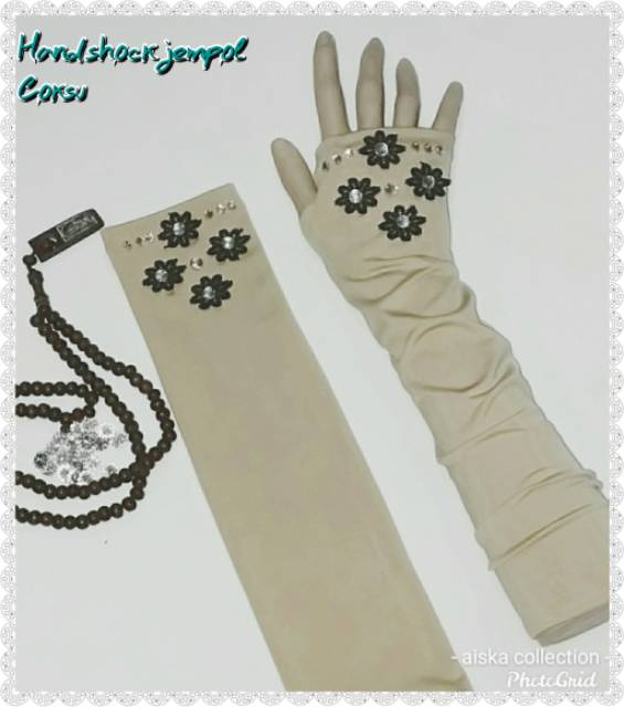 Handshock SALWA MANIK&quot; terbaru/Handshock salwa aplikasi renda bunga /manik cantik/manset  lucu