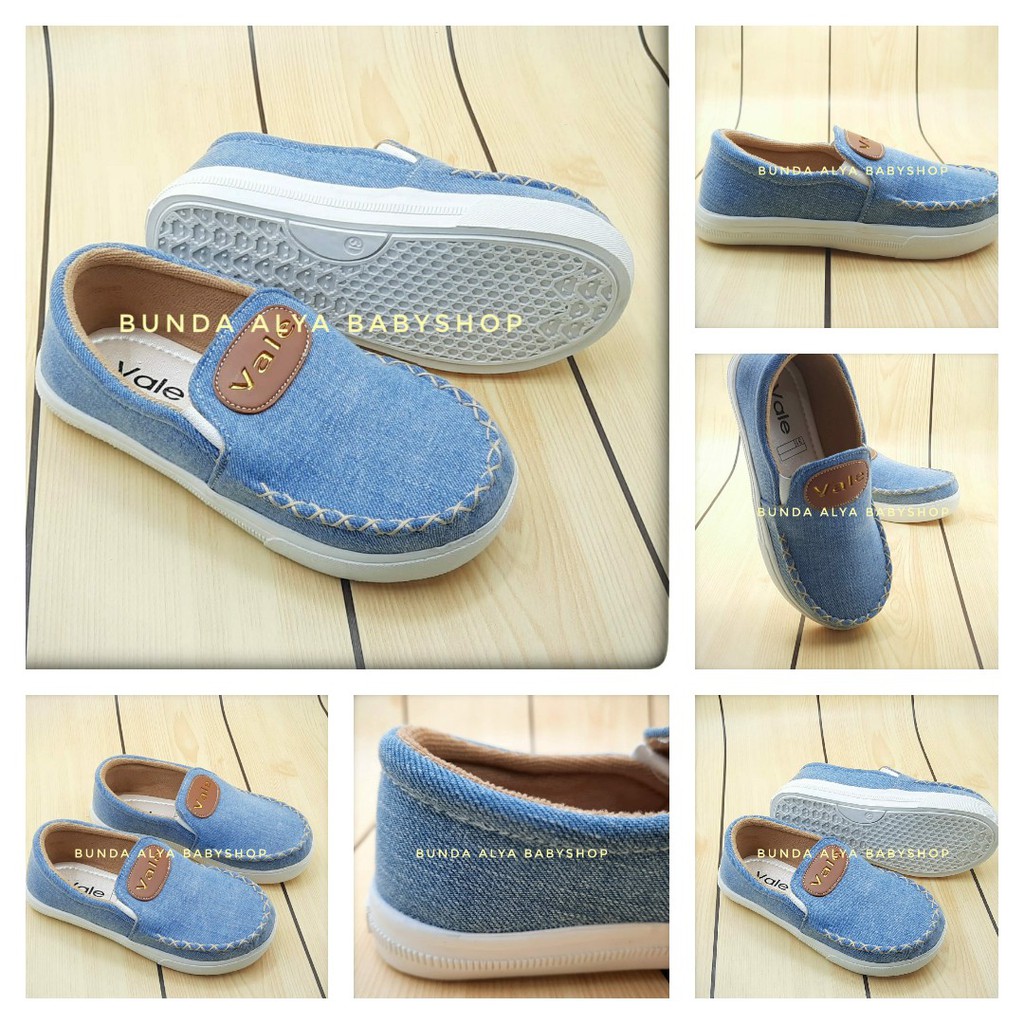 Sepatu Anak Perempuan Jeans Usia 6 7 Tahun Size 34 BIRU - Sepatu Anak Slip On Denim Alas Karet Anti Licin