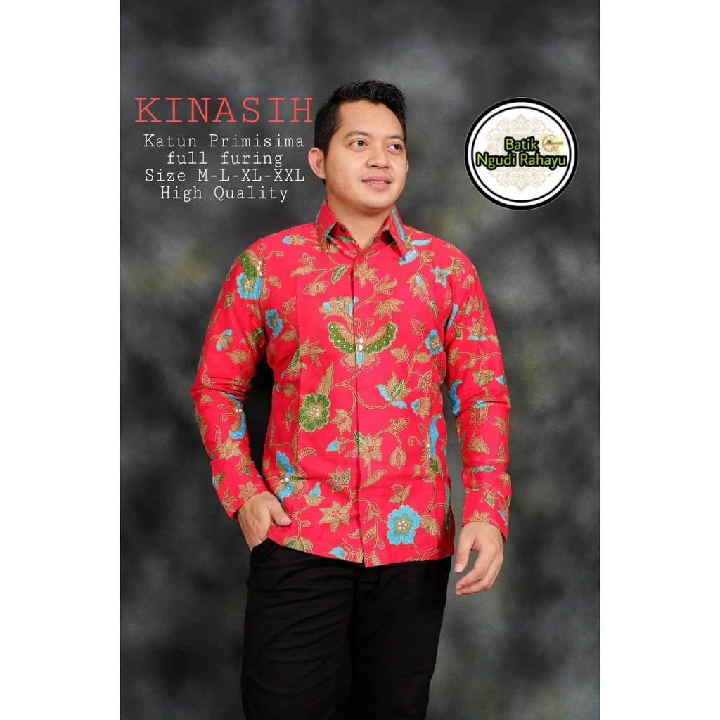 KEMEJA KATUN MERAH BAJU kemeja batik pria lengan panjang ORIGINAL PENDEK PREMIUM BSO OFFICIAL SALE