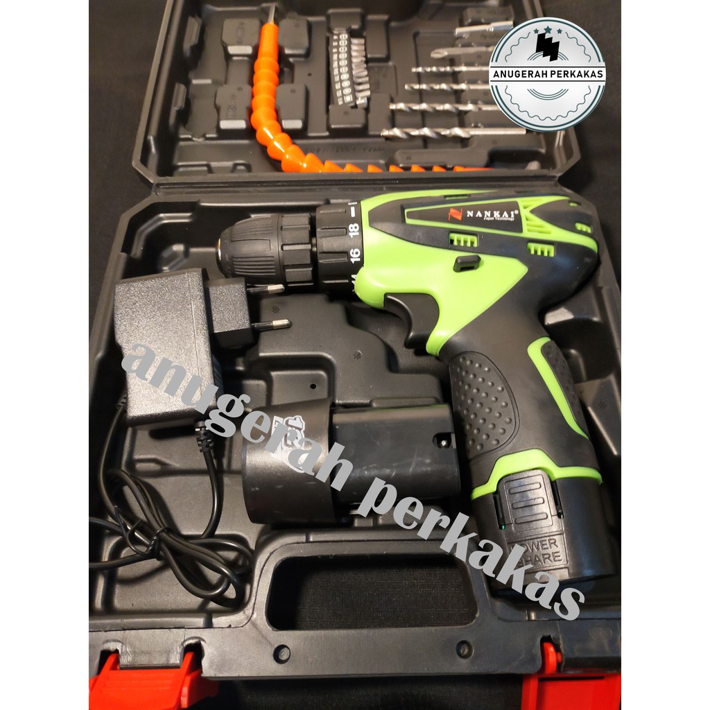 Mesin Bor Baterai Cordless Drill Nankai 12V + Box