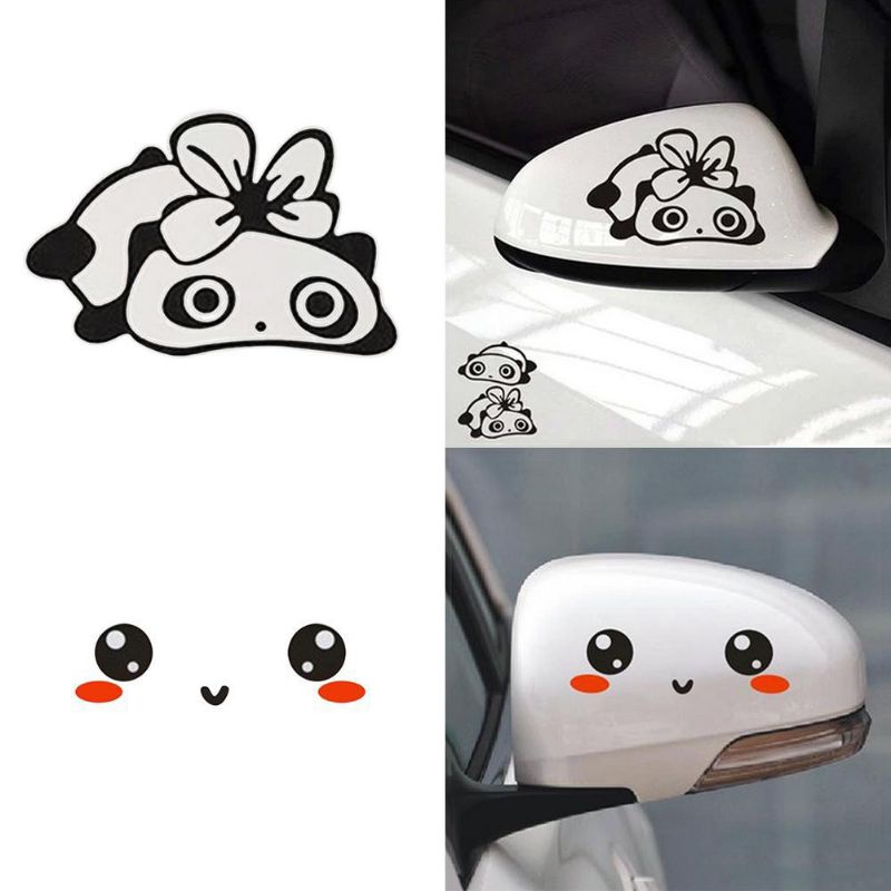 CUTTING STIKER 2 PCS MATA DAN GAMBAR PANDA UNTUK SEPION MOBIL