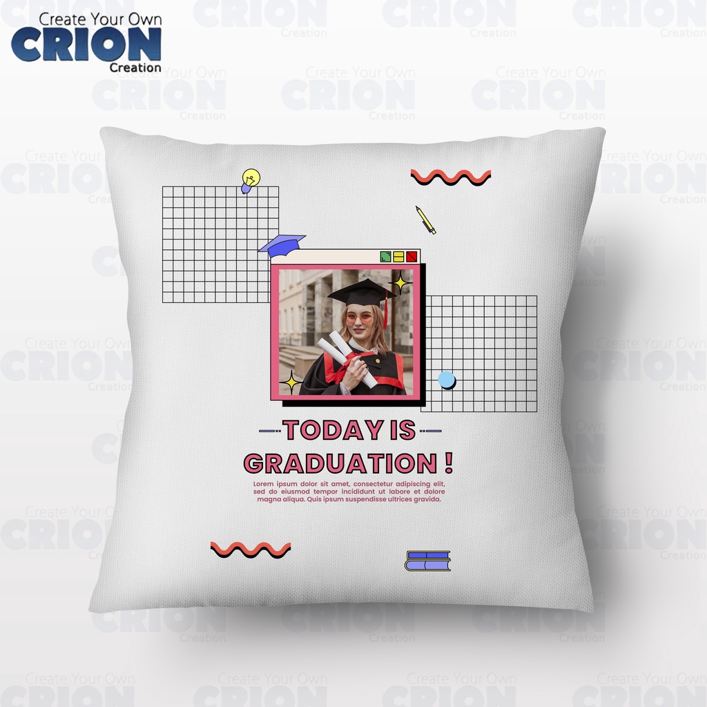 Bantal Wisuda - Graduation Frame - Bisa custom Nama dan Foto- souvenir/kado - By Crion