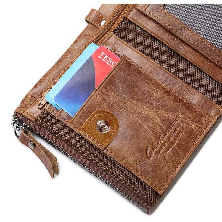 [ORIGINAL] GUBINTU Dompet Lipat Kancing Kulit Sapi Asli Import Pria Casual Style Men's Short Wallet Cowhide Genuine Leather