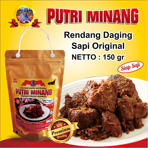 

RENDANG DAGING SAPI ORIGINAL 150 GR SIAP SAJI PUTRI MINANG