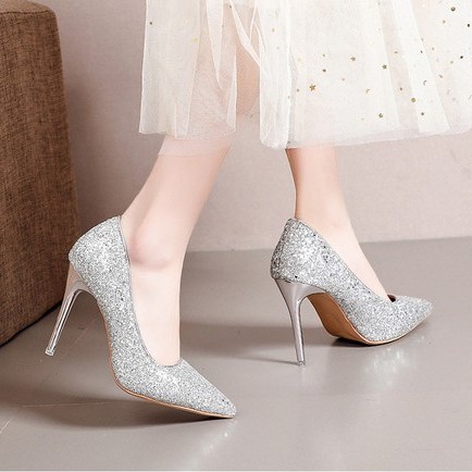 RYS - Sparkling Glitter Sepatu Hak Runcing Fashion Casual/Pesta - Ori Import