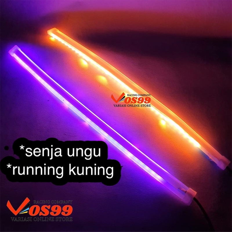 lampu Alis LED slim alis DRL fleksibel waterproof 12V uk 30cm 2 mode running motor mobil