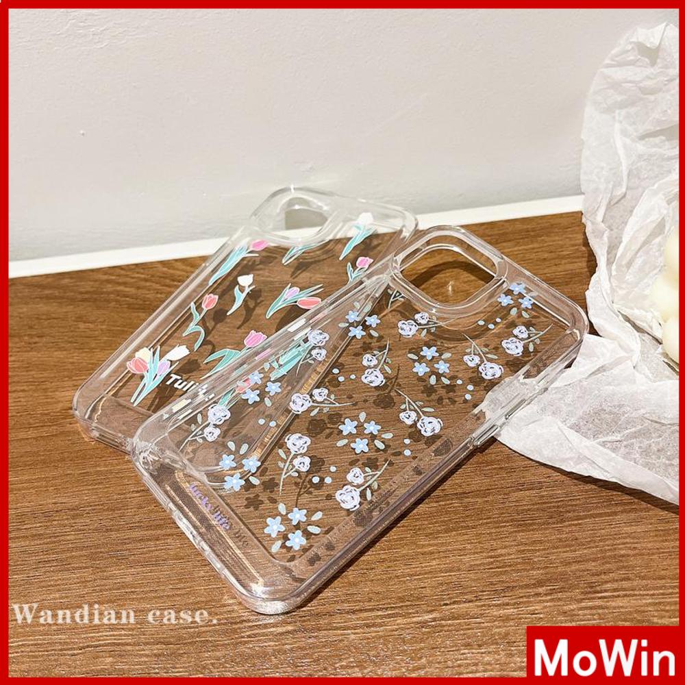 iPhone Case Thick Silicon Soft Case Clear Case Shockproof Camera Protection Metal Button Tulip Flower Compatible For iPhone 11 iPhone 13 Pro Max iPhone 12 Pro Max iPhone 7 Plus xr