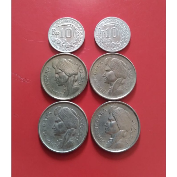 Paket Mahar Koin 22 Rupiah (2 keping 10 rupiah + 4 keping 50 sen)