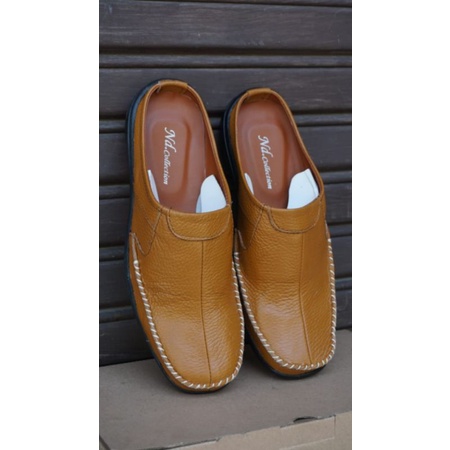 sepatu sandal slop bustong slip on pria kulit sapi asli berkualitas ND_mixture
