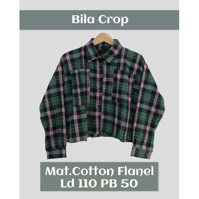 bila crop flanel atasan wanita