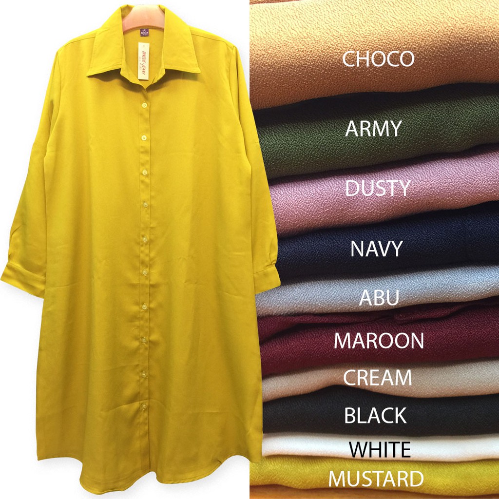 TUNIK PANJANG WANITA  POLOS MOSCREPE JUMBO XXL LD 118 CM