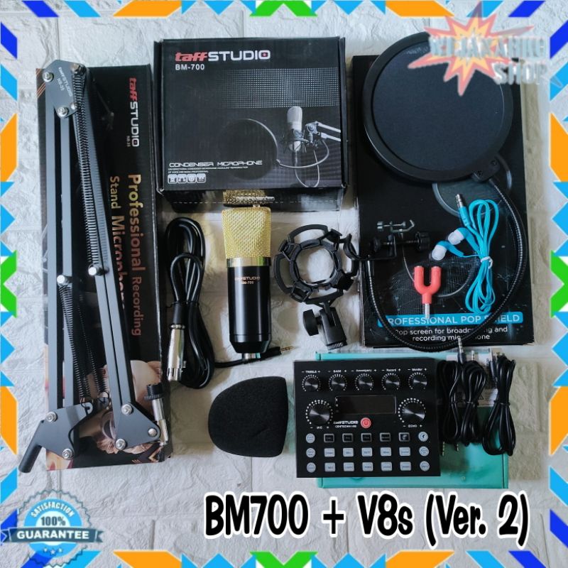 PAKET REKAMAN BM700 LENGKAP + Audio Soundcard V8 Series