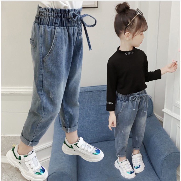 Celana panjang jeans anak perempuan import motif polos