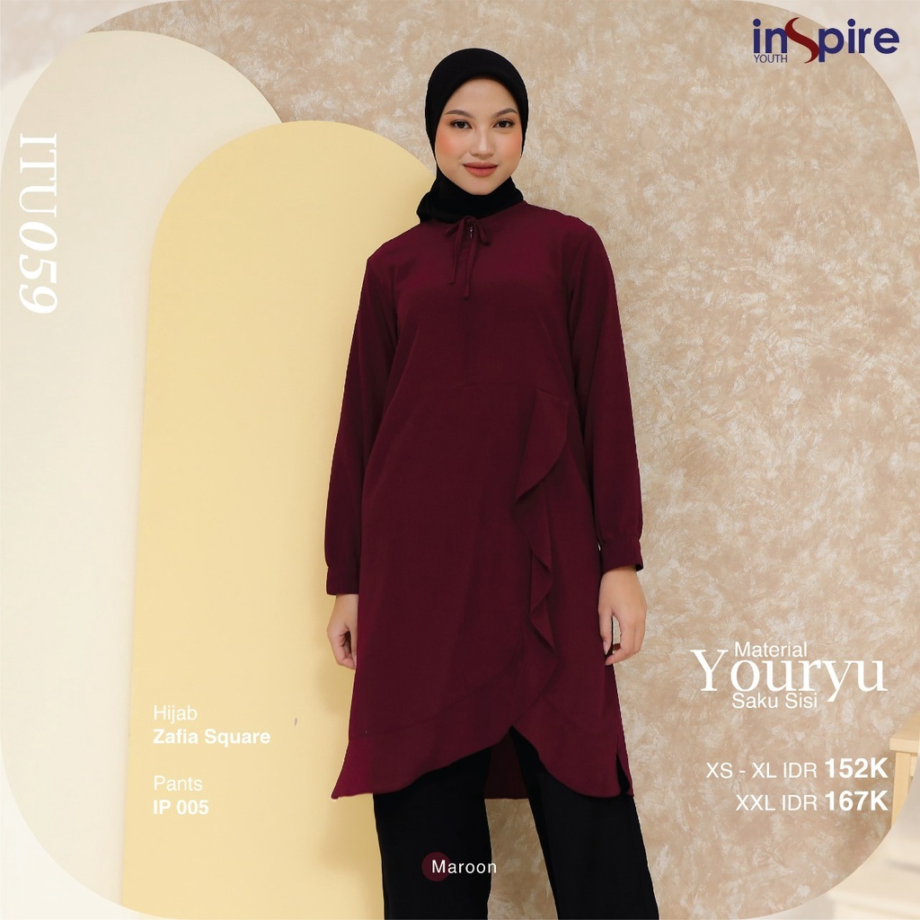 Inspire ITU 59 Atasan Tunik Bahan Youryu Tunik Wanita Muslimah Baju Remaja Casual OOTD